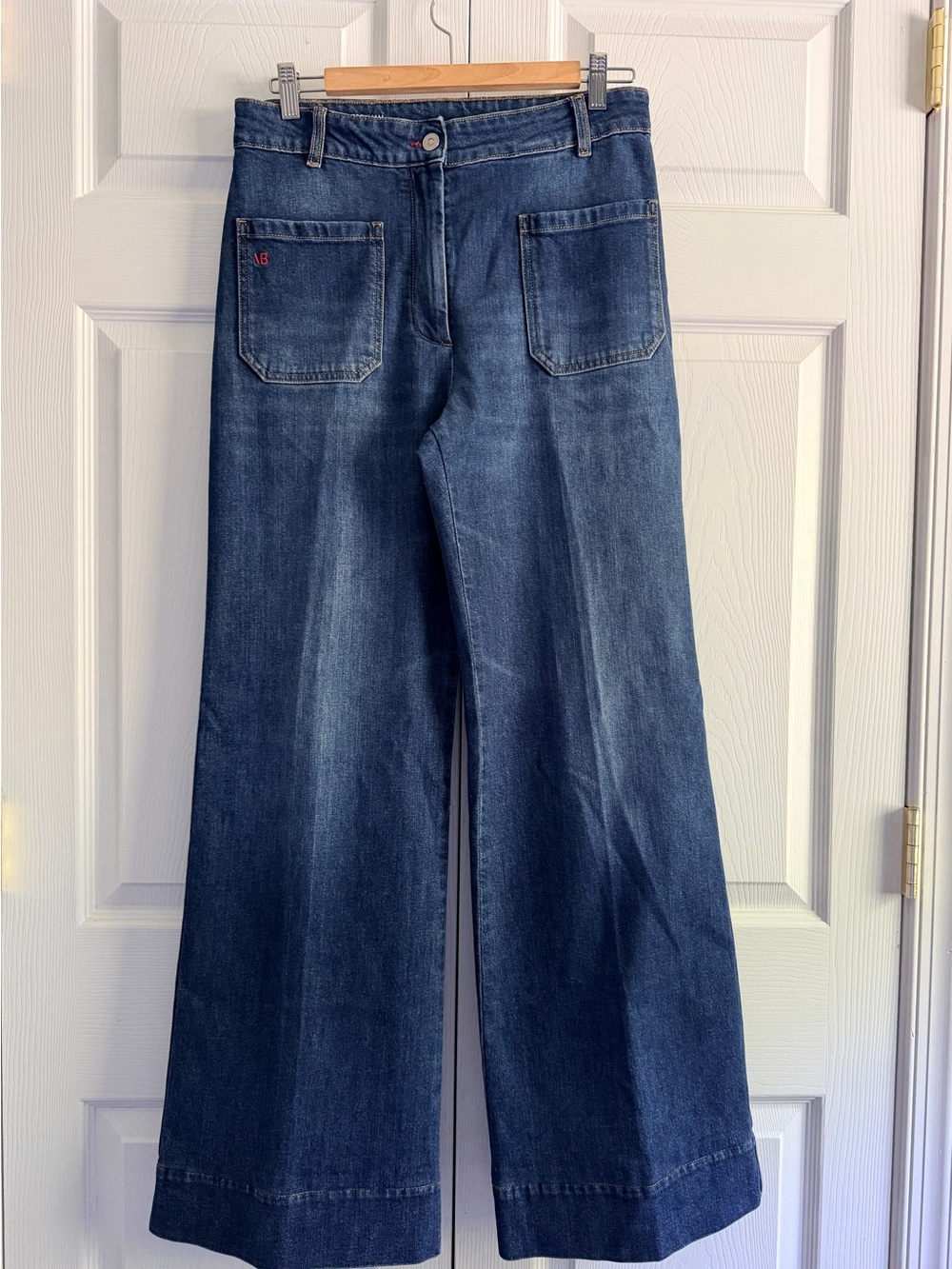 Victoria Beckham Alina High Rise Wide Leg Jeans Dark Wash Designer Denim 29R